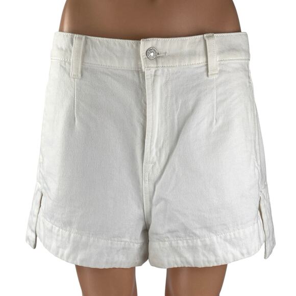 NEW 7 for NEW All Mankind Women's White High Rise Wide Leg Denim Jeans Shorts 30 - Picture 1 of 4